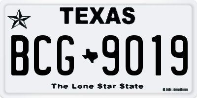 TX license plate BCG9019