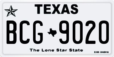 TX license plate BCG9020