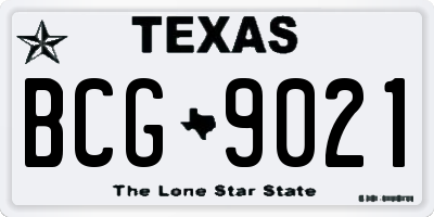TX license plate BCG9021