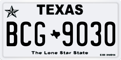 TX license plate BCG9030