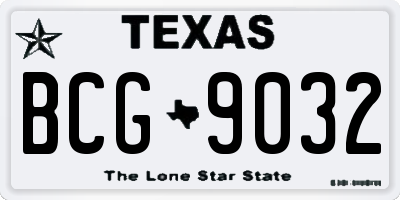TX license plate BCG9032