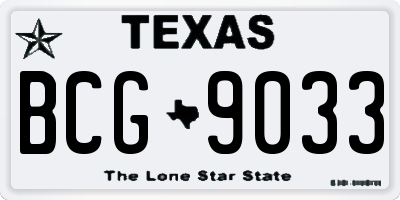 TX license plate BCG9033