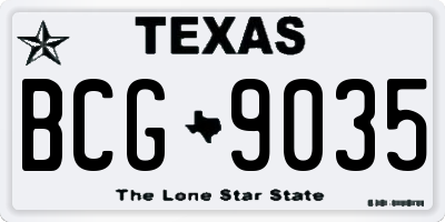 TX license plate BCG9035