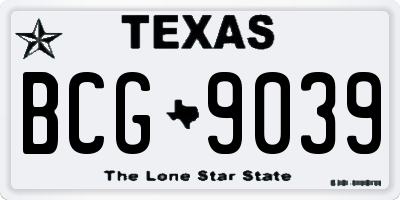 TX license plate BCG9039