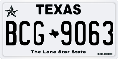 TX license plate BCG9063