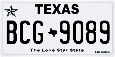 TX license plate BCG9089