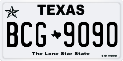 TX license plate BCG9090