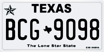 TX license plate BCG9098