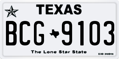 TX license plate BCG9103