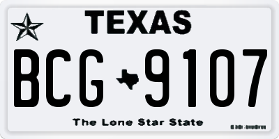 TX license plate BCG9107