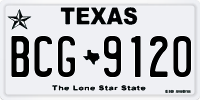 TX license plate BCG9120