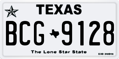 TX license plate BCG9128