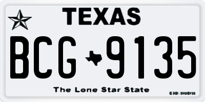 TX license plate BCG9135