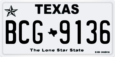 TX license plate BCG9136