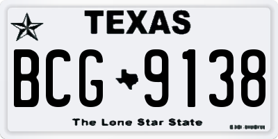 TX license plate BCG9138