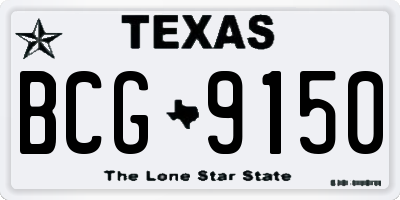 TX license plate BCG9150