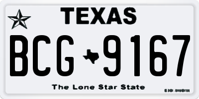TX license plate BCG9167