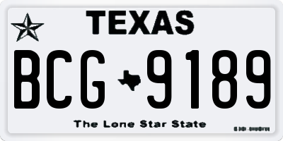 TX license plate BCG9189