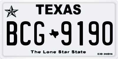 TX license plate BCG9190
