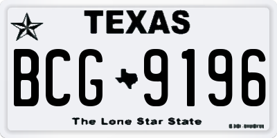 TX license plate BCG9196