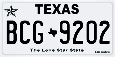 TX license plate BCG9202