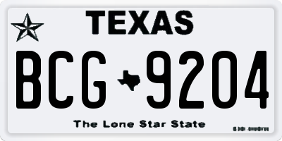 TX license plate BCG9204