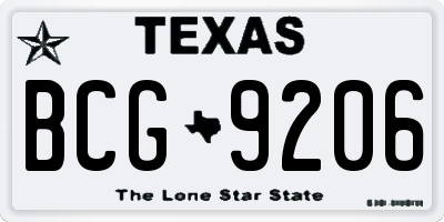 TX license plate BCG9206