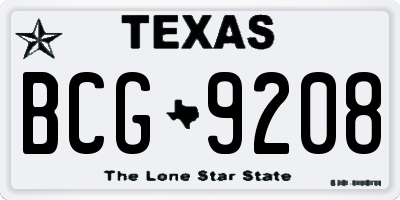 TX license plate BCG9208