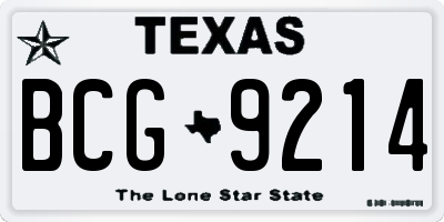 TX license plate BCG9214