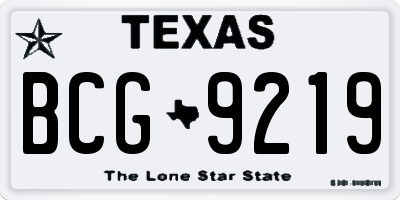TX license plate BCG9219