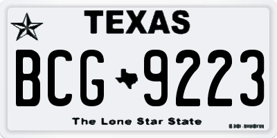 TX license plate BCG9223