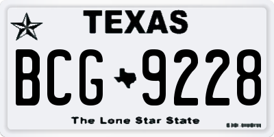 TX license plate BCG9228
