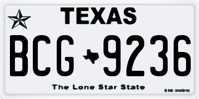 TX license plate BCG9236
