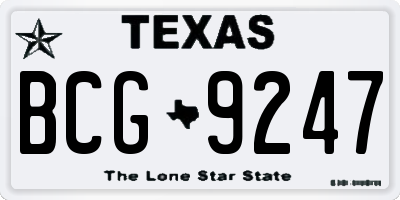 TX license plate BCG9247