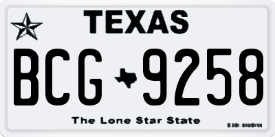 TX license plate BCG9258