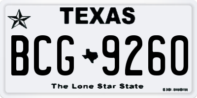 TX license plate BCG9260