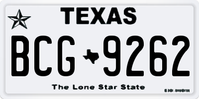 TX license plate BCG9262