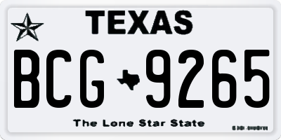 TX license plate BCG9265