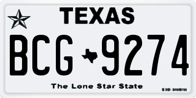 TX license plate BCG9274