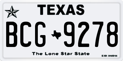 TX license plate BCG9278
