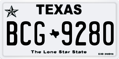 TX license plate BCG9280