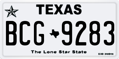 TX license plate BCG9283