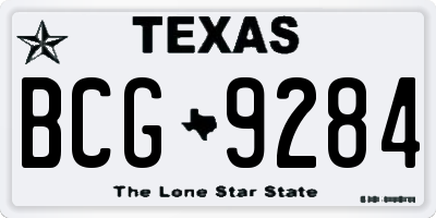 TX license plate BCG9284