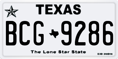 TX license plate BCG9286