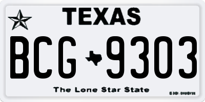 TX license plate BCG9303