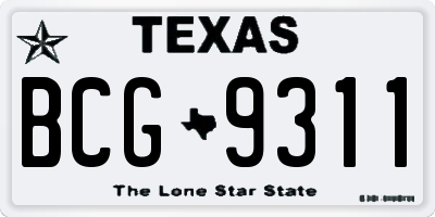 TX license plate BCG9311