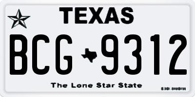 TX license plate BCG9312