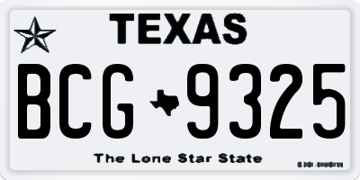 TX license plate BCG9325