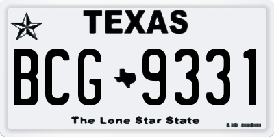 TX license plate BCG9331