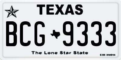 TX license plate BCG9333